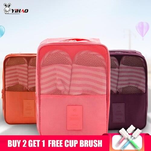 Yihao Portable 3 Layers Travel Shoe Bags Zipper Waterproof Organizer Storage Bag Can Put In 3 Pairs Shoes Luggage Organizer