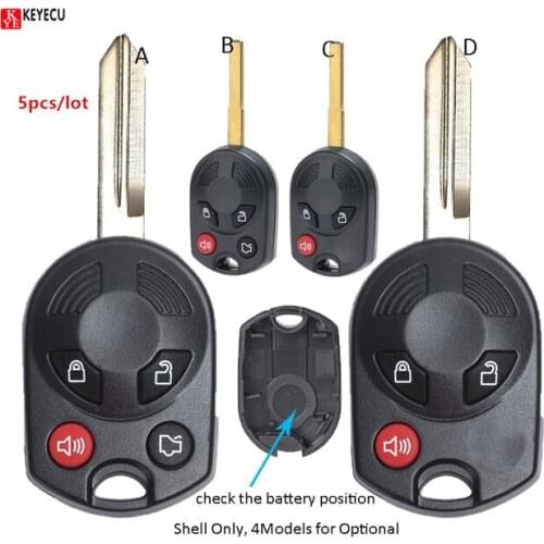 Keyecu 5pcs/lot Replacement Remote Key Shell Case Fob for Ford Escape Fiesta Edge Explorer 2005-2010 (4 Models for Optional)