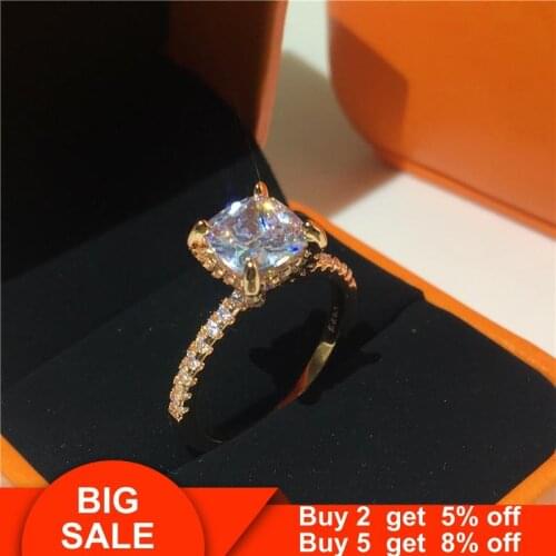 Solitaire ring Real 925 Sterling silver 7mm AAAAA cz Engagement Wedding Band Rings for women Bridal Statement Party Jewelry Gift