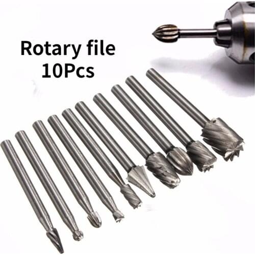 10 Piece Set of High Speed Steel Rotary File Metal Grinding Head / Wood Rotary File / Milling Cutter / Carving Cutter