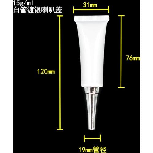 100pcs wholesale 15 ML empty Sunscreen soft cream Tube , 15G white Cream Tube with silver or gold lid, 15ml eye cream Tubes