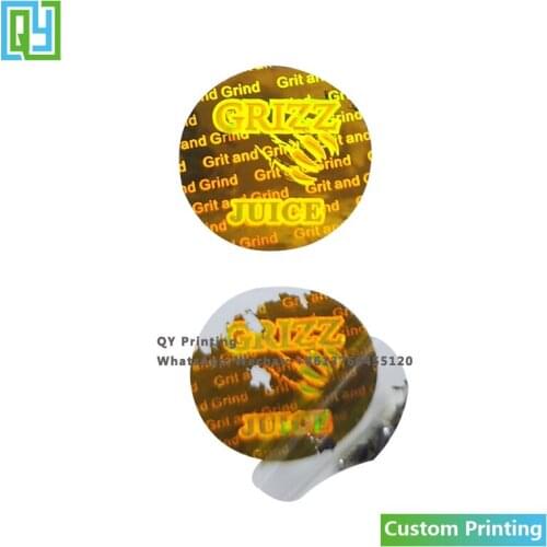 10000pcs 18x18mm free shipping custom made 3D hologram stickers silver holographic JUICE labels logo name warranty VOID seals