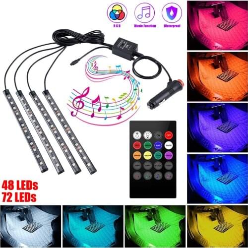 12V LED Car Interior Light Strip 10W Music Control Strip Lights Wireless IR Remote Light Strip Flexible Atmosphere Light Strip