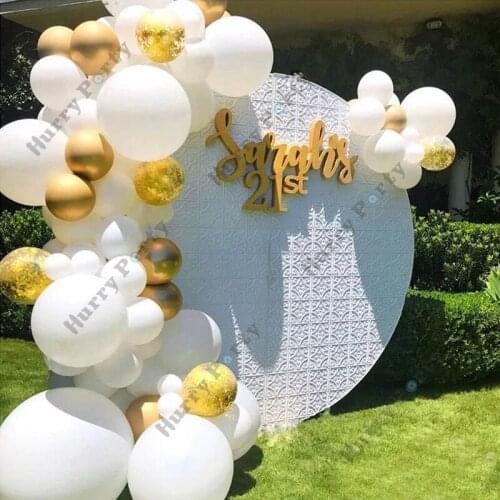 136pcs Wedding Party Balloon Garland White Gold Confetti Ballon Arch Kit for Baby Shower Birthday Party Decoration Supplies