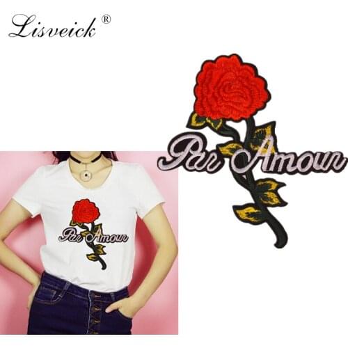 2PCS Rose Flower Fabric Patch Embroidery Iron On Patches For Clothing DIY Decoration Clothes Wedding Stickers Applique Badg K297