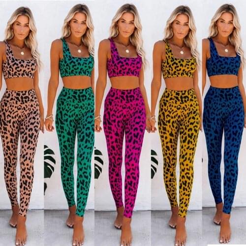 2021 Sexy Leopard Women Tracksuit Fitness Yoga Set High Waist Leggings Gyms Sport Suit Outdoor Fashion Print Yoga Sets
