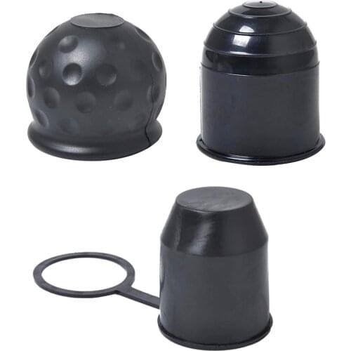 3 Pieces 50mm Black Plastic+Rubber Tow Ball Hitch Cap Cover Car Van Trailer