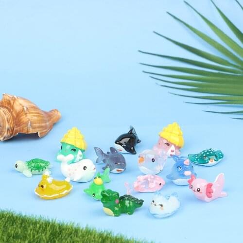 5pcs Marine Animal Shark Whale Sea Fish Model Bonsai Figurine Miniature Fairy Garden Decoration DIY Accessories Home Decor Toy