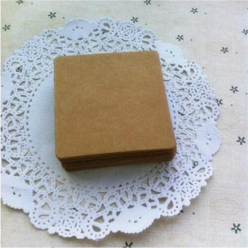 6cm New Arrival Square Shape Kraft Paper Blank Hang Tags Clothing Accessories Decoration Tag 300pcs/lot