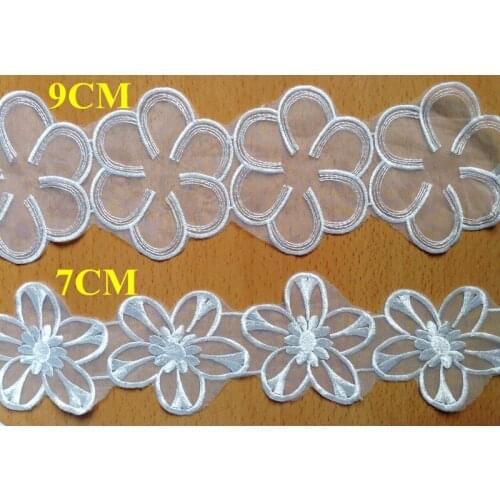 7cm/9cm organza base polyester embroidery lace trimming,XERY0712C