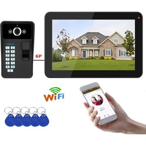 9 inch Password RFID Fingerprint Wifi Video Door Phone Doorbell Intercom Entry System with IR-CUT HD 1000TVL Wired Camera
