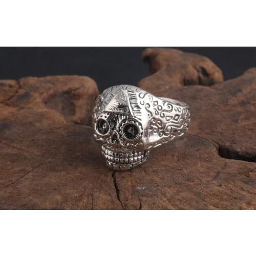 925 STERLING SILVER skull hiphop punk RING jewelry Men gift A5768