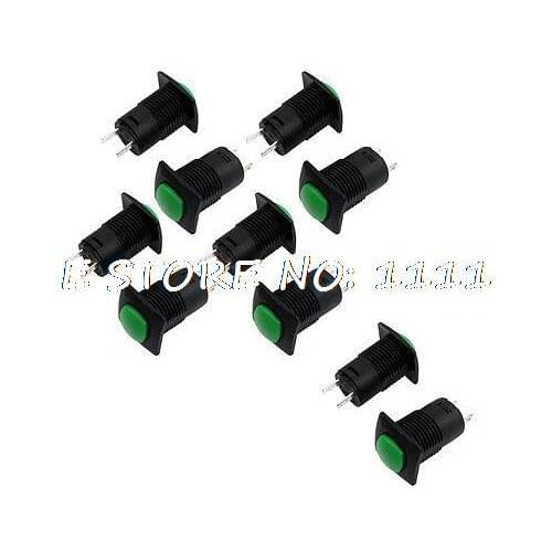 AC 125V/3A 1.5A/250V Green Square Cap 2P SPST Self Lock Push Button Switch