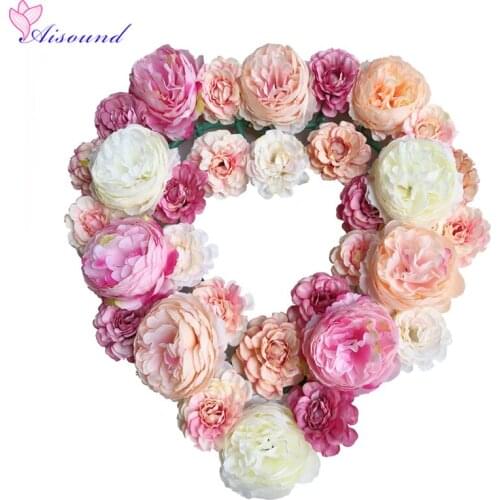 Aisound Artificial Silk Flowers Wall LOVE Floral Arrangement For Wedding Backdrop Flower Panel For Party& Festival