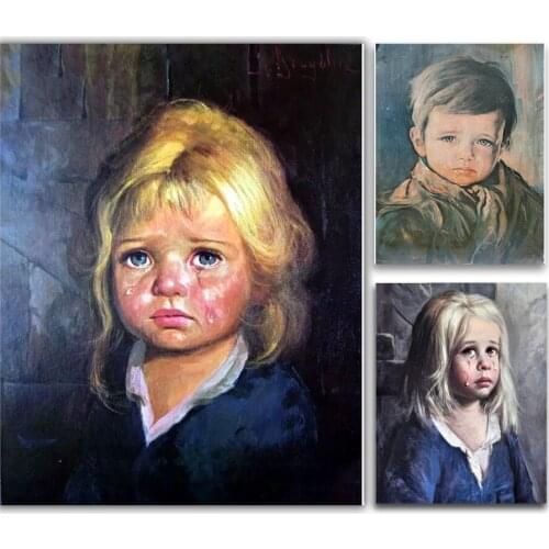 Full Square/Round Drill 5D DIY Diamond Painting "oil Tears boy" Embroidery Cross Stitch Rhinestone Mosaic Home Wall Decoration