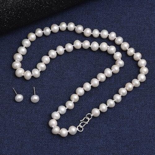 Free shipping Pearl Necklace New korea necklace chain white Ear Studs Fashion Jewelry necklace Party womens gift A1