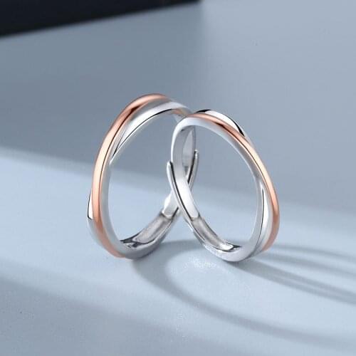Binmonray 925 Sterling Silver Fashion Couple Mobius Enamel Rings Forever Love for Romantic Valentines Day Rings Fine Jewellery