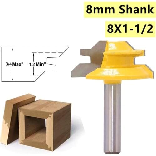 Citop 1pcs 8mm Shank 45 Degree Small Lock Miter Router Bit Tenon Cutter Woodworking Milling Cutter Mortise Tenon Knife