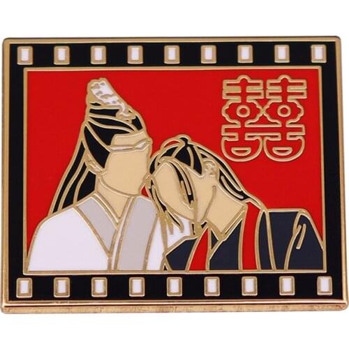 Double happiness Brooch Chinese boy love drama pin WangXian CP marry film badge
