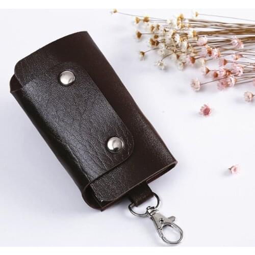 ZOVYVOL Custom Logo Anti-drop Keychain Car Key Case Small Size Cover Type PU Leather Unisex Key Wallets Black Coffee Colors Box