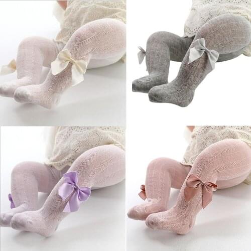 Kids Infant Baby Girls Tights Cute Bowknot Pantyhose Kids Baby Girls Fashion Solid Ribbed Tights Girl Mesh Pantyhose