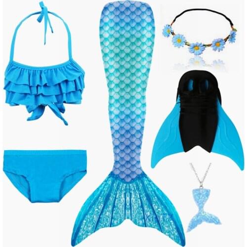 NEW Arrival!6PCS/Set Mermaid tails with Fins Flipper Mermaid Swimming Tails for Kids Girls Summer Beach Wear Swimsuits
