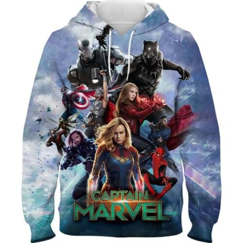 Captain Marvel Child Hooded sweatshirts New 3D Print Fashion Mens clothing Spring Autumn Streetwear Women Long sleeve hoodies