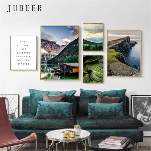 Mountain Wall Art Nature Scenery Posters and Prints Lake Canvas Wall Art for Bedroom Sea Cliff Painting on The Wall Picture Home