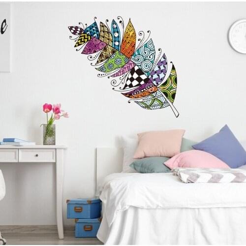 Feather Butterfly Flower Wall Stickers Home Decoration Living Room Mural Art Wall Stickers PVC Decals DIY Post