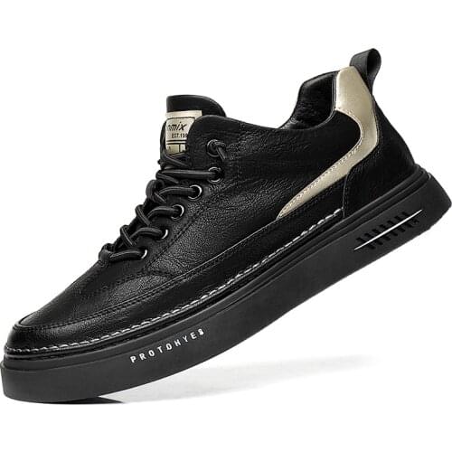 Summer Mens Rubber Slip Resistance Sport Shoes Fashion Breathable Lining Mens Sneakers High Quality Leather Shoes For Men