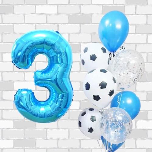 11pcs/set Football Soccer Sport Theme Party Latex Helium Balloons Number Foil Globos Boy Birthday Event Party Decoration Supply