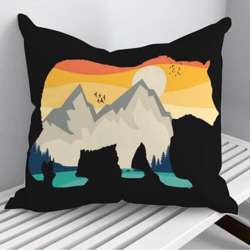 Bear sunset Throw Pillows Cushion Cover On Sofa Home Decor 45*45cm 40*40cm Gift Pillowcase Cojines Dropshipping