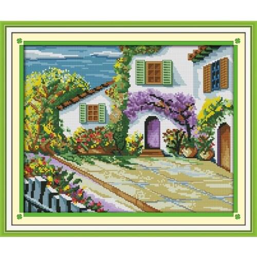 Everlasting Love The Beautiful Courtyard Chinese Cross Stitch Kits Ecological Cotton Stamped Printed DIY Christmas Decorations