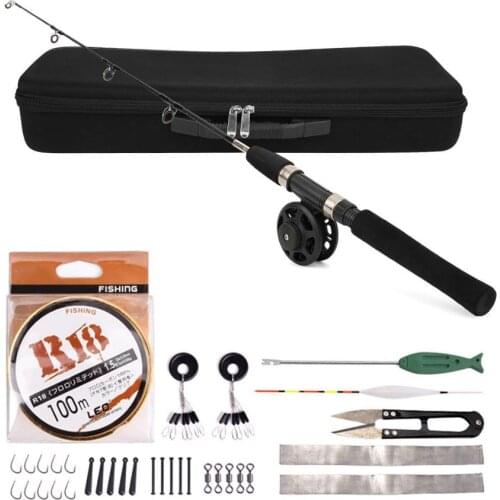 Ice Fishing Rod Set Portable Super Hard Ice Fishing Rod Set Light Weight Fishing Tackle Lure Rods Fishing Tools Kit