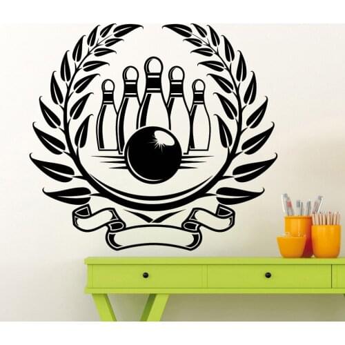 Bowling Logo Wall Stickers Bowling Ball Sport Club Skittles Vinyl Wall Decal Home Interior Room Decor Waterproof Mural X649