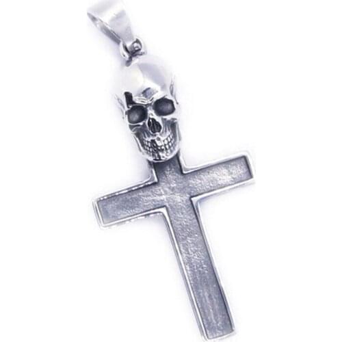 Rany&Roy Newest Ghost Skull Cool Pendant 316L Stainless Steel Jewelry Biker Cross Pendant