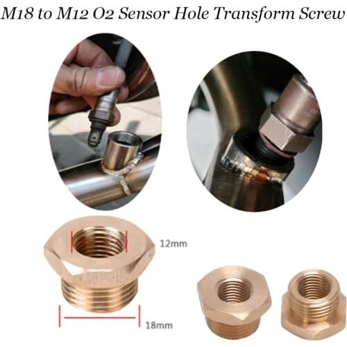 M18 to M12 O2 Sensor Hole Transform Screw Motorcycle Exhaust System Escape Link Pipe Oxygen O2 Sensor Screws Adapter 18mm-12mm