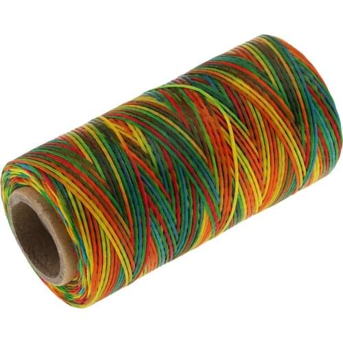 Crafts 150D 1mm Leather Sewing Stitching Round Waxed Thread String Cord (150D 1mm 200M, Rainbow)