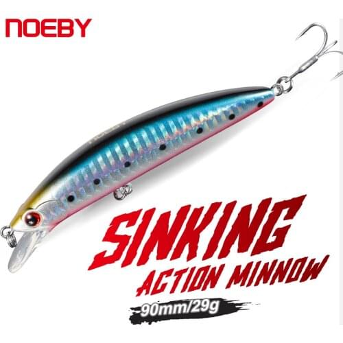 NOEBY Fishing Sinking Minnow ABS Lure 90mm/29g Bass Pike Walleye Trout Plastic Wobbler Hard Baits Swimbaits Artificial Lure Sea