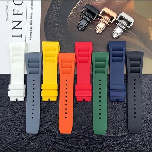 Top Quality 25mm Soft Nature Silicone Rubber Watchband Replace For Richard Mille Watch band Strap Bracelet Screw watch series