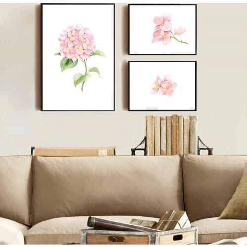 Modern Popular Canvas Art Print Painting Watercolor Hydrangea Macrophylla Flower,Wall Art Picture for Decoration Unframed