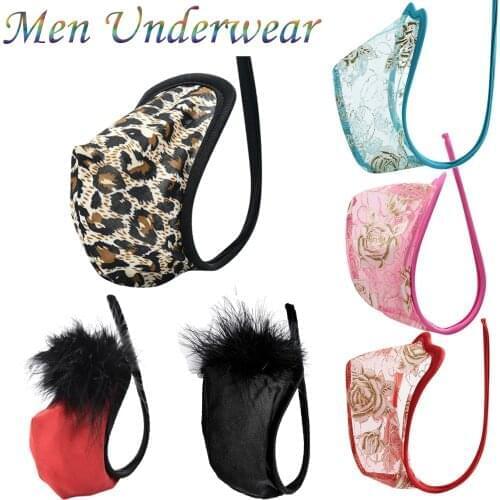 Embroidery flowers Men Sexy Underwear Invisible Underwear G-Strings Traceless Crotch Lingerie sexy homme C-string thong thong T3