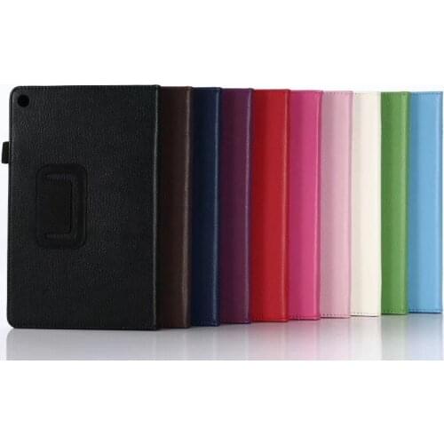 Slim Litchi 2-Folder Folio Stand Shell Skin PU Leather Cover Funda Capa Case For Amazon Kindle Fire HD 8 2018 2017 Generation 8"