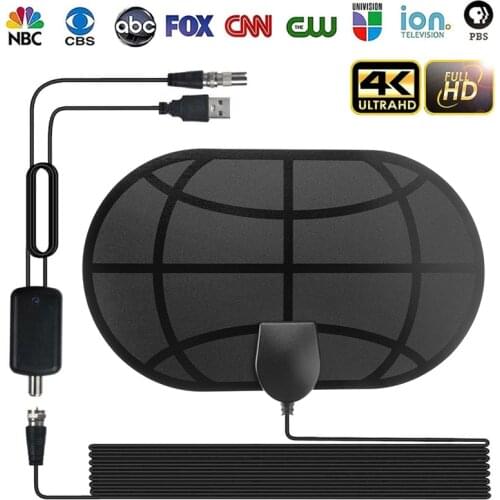 4K Digital HDTV Aerial Indoor Amplified Antenna 980 Mile Indoor Digital TV Mini Thin Antenna 1080P HD HDTV Signal Amplifier