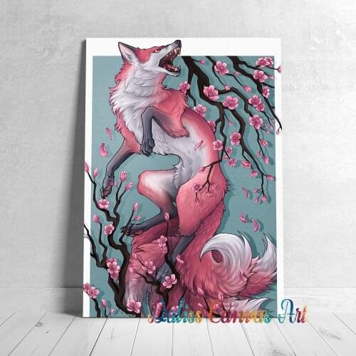 Japanese art fox Canvas Pictures Home Decoration Paintings Poster HD Prints Wall Art Modular Living Room Framed
