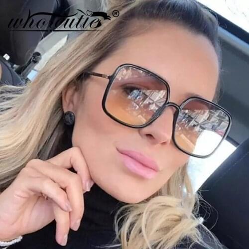 WHO CUTIE 2019 Square Fashion Sunglasses Women Oversized Brand Design Vintage Retro Trendy Large Big Sun Glasses Female S054
