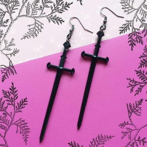 Goth Black Swords Earrings Warrior Pagan Medieval Classic Creative Punk Creativity Statement Jewelry Warrior Gift Women Fashion
