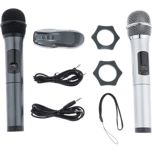 1 Set Durable Handheld Condenser Microphones Set 2 in 1 Microphone for Karaoke KTV