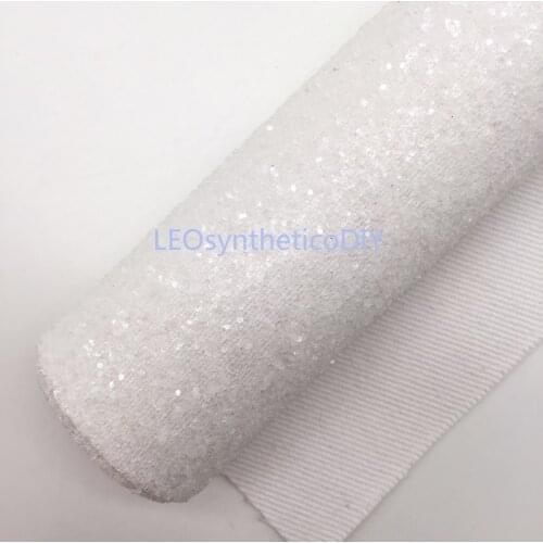1PC 21X29CM Glitter Fabric, Chunky Glitter Leather, Crystal White Glitter Leather Sheets For Making Bows LEOsyntheticoDIY T545A