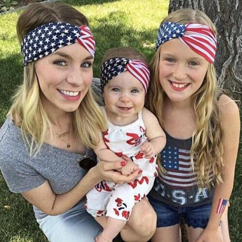 3Pcs Baby Hair Band American Flag Pattern Decorative Skin Friendly Toddlers Bowknot Hairband for American Independence Day 2021